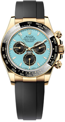 Rolex Cosmograph Daytona 40mm Yellow Gold Turquoise Blue Black Dial Cerachrom Bezel Oysterflex Bracelet - 126518LN - 2025