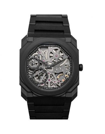 Octo Finissimo Extra Thin Manual-winding Skeleton Dial Black Ceramic Men's Watch