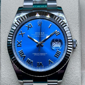 Rolex Datejust 41 NEW 2024 Datejust 41 AZZURRO BLUE ROMAN OYSTER 126334