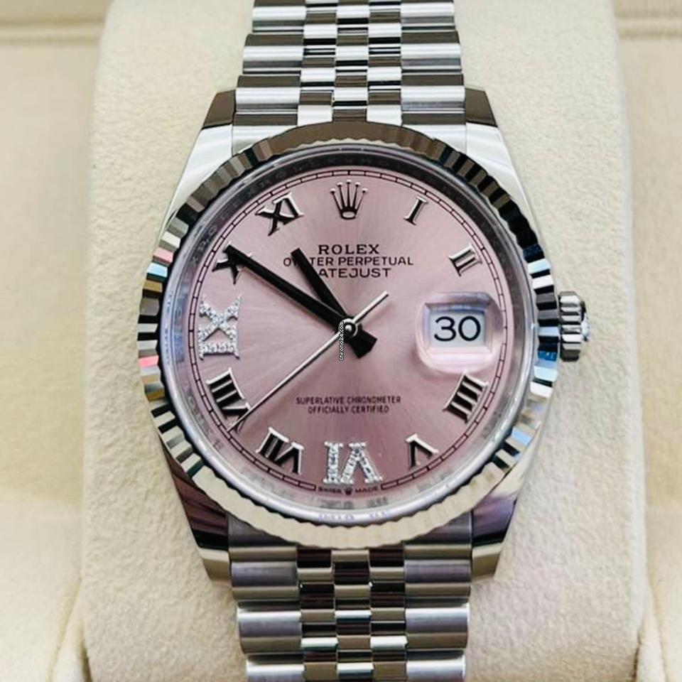 Rolex Datejust 36 NEW 2024 Datejust 36 PINK DIAL Diamond Xi JUBILEE