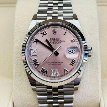 Rolex Datejust 36 NEW 2024 Datejust 36 PINK DIAL Diamond Xi JUBILEE