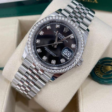 Rolex Datejust 36 NEW 2023 Datejust 36 BLACK DIAMOND Factory Diamond Bezel