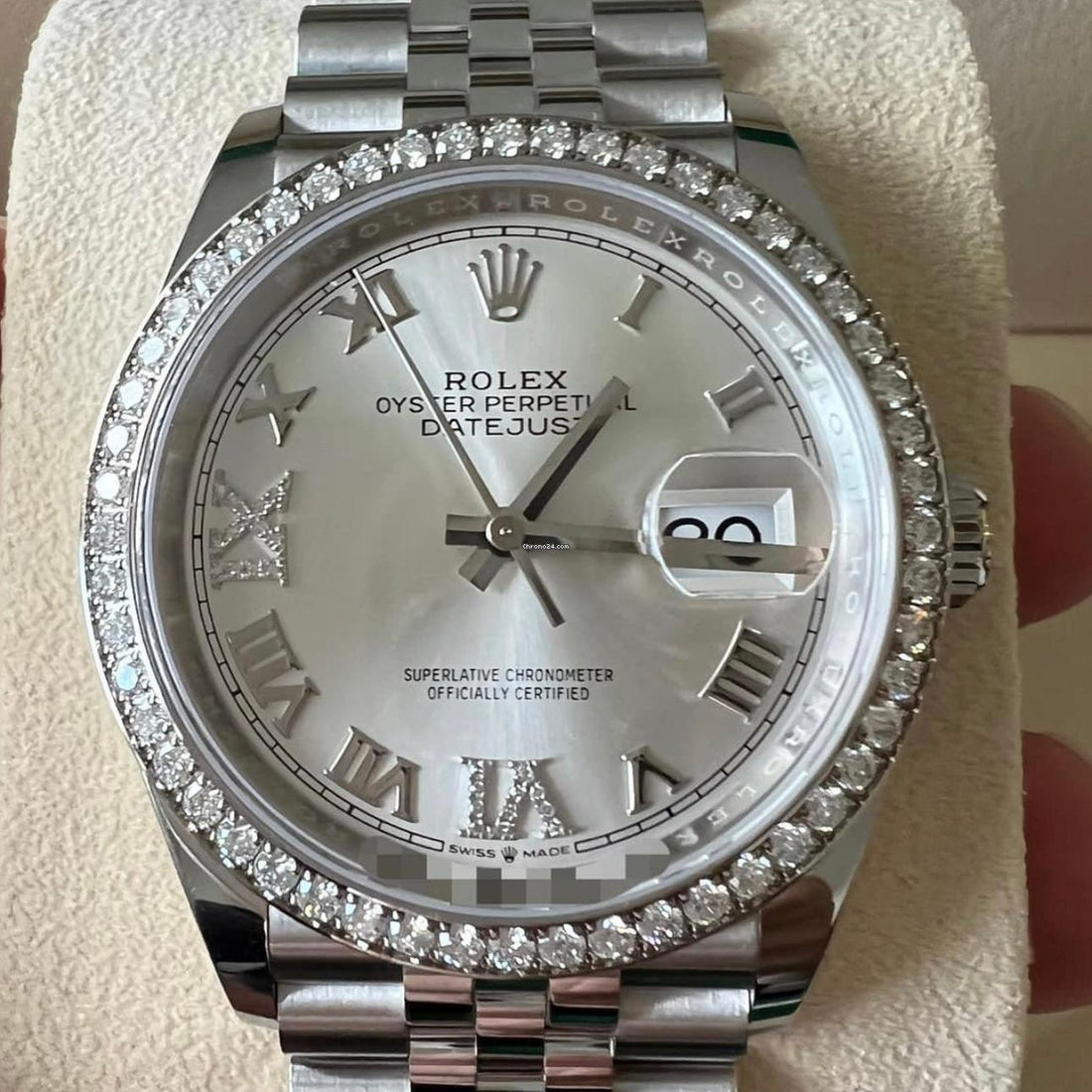 Rolex Datejust 36 NEW 2023 Datejust 36 Silver Roman FACTORY DIAMOND BEZEL