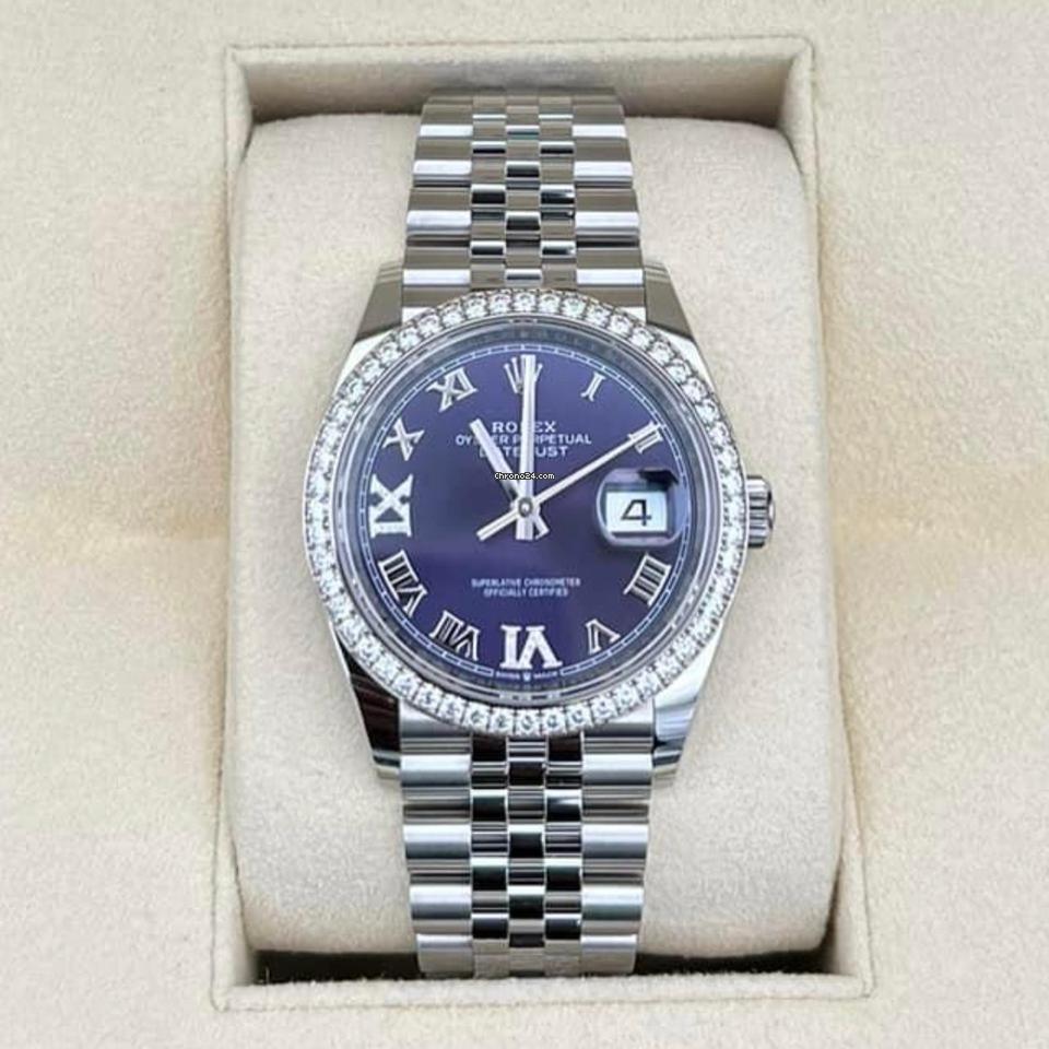 Rolex Datejust 36 NEW 2024 Datejust 36 AUBERGINE DIAL FACTORY DIAMOND BEZEL 126284RBR