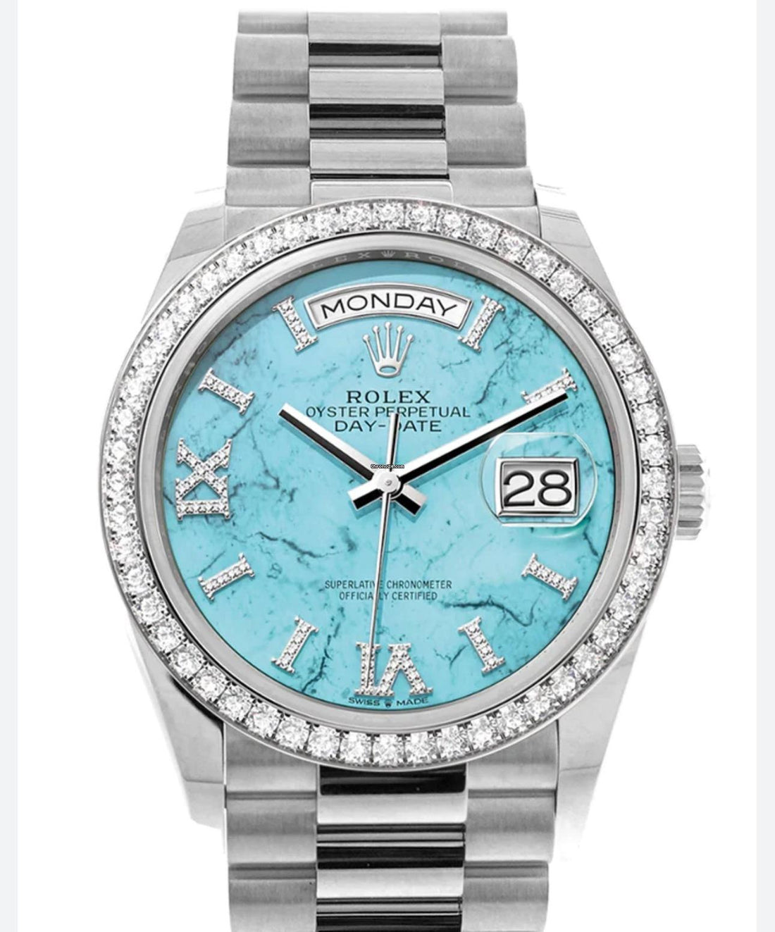 Rolex Day-Date 36 NEW 2023 Day-Date 36 FACTORY TURUOISE DIAL DIAMOND BEZEL