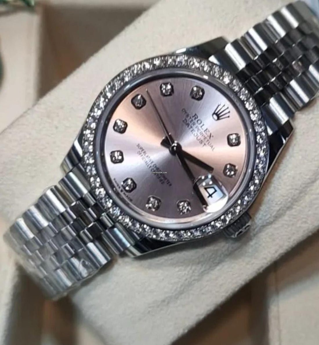 Rolex Datejust 31 NEW 2023 Datejust 31 PINK DIAMOND 278384RBR FACTORY BEZEL