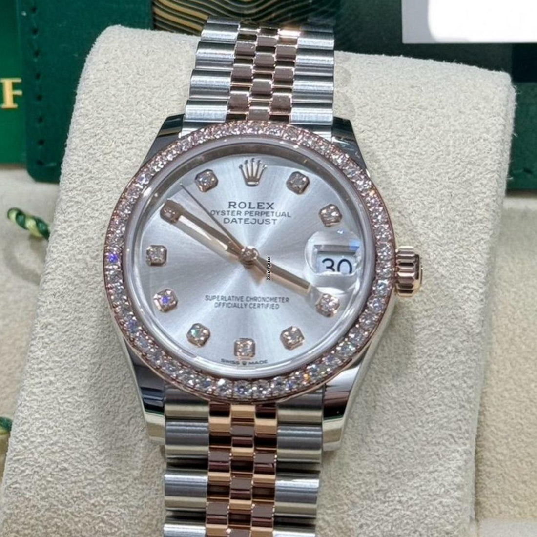 Rolex Datejust 31 NEW 2023+ Datejust 31 SILVER DIAMOND FACTORY BEZEL 278381RBR
