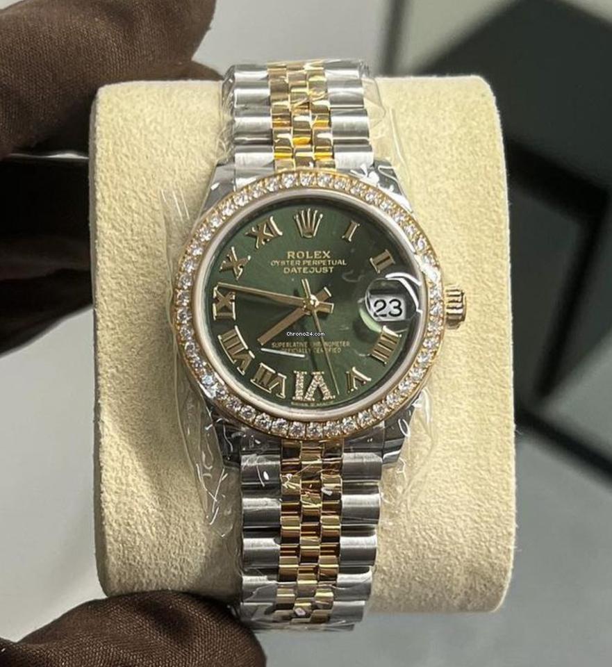 Rolex Datejust 31 NEW 2024 Datejust 31 GREEN Vi FACTORY DIAMOND BEZEL 278383RBR