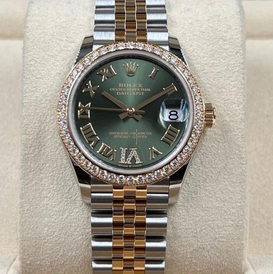 Rolex Datejust 31 NEW 2024 Datejust 31 GREEN Vi FACTORY DIAMOND BEZEL 278383RBR