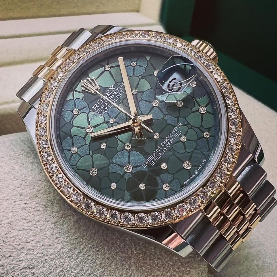 Rolex Datejust 31 NEW 2023 Datejust 31 GREN FLORAL FACTORY DIAMOND BEZEL 278383RBR