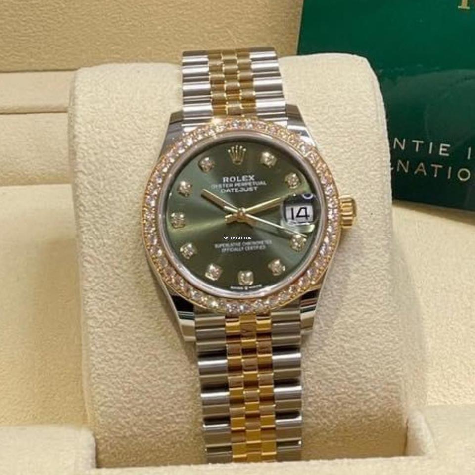 Rolex Datejust 31 NEW 2023 Datejust 31 GREEN DIAMOND FACTORY DIAMOND BEZEL 278383RBR