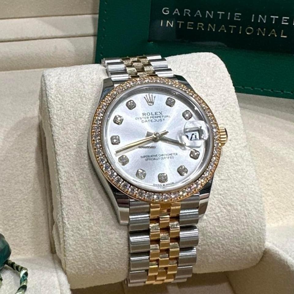 Rolex Datejust 31 NEW 2023 Datejust 31 SILVER DIAMOND FACTORY DIAMOND BEZEL 278383RBR