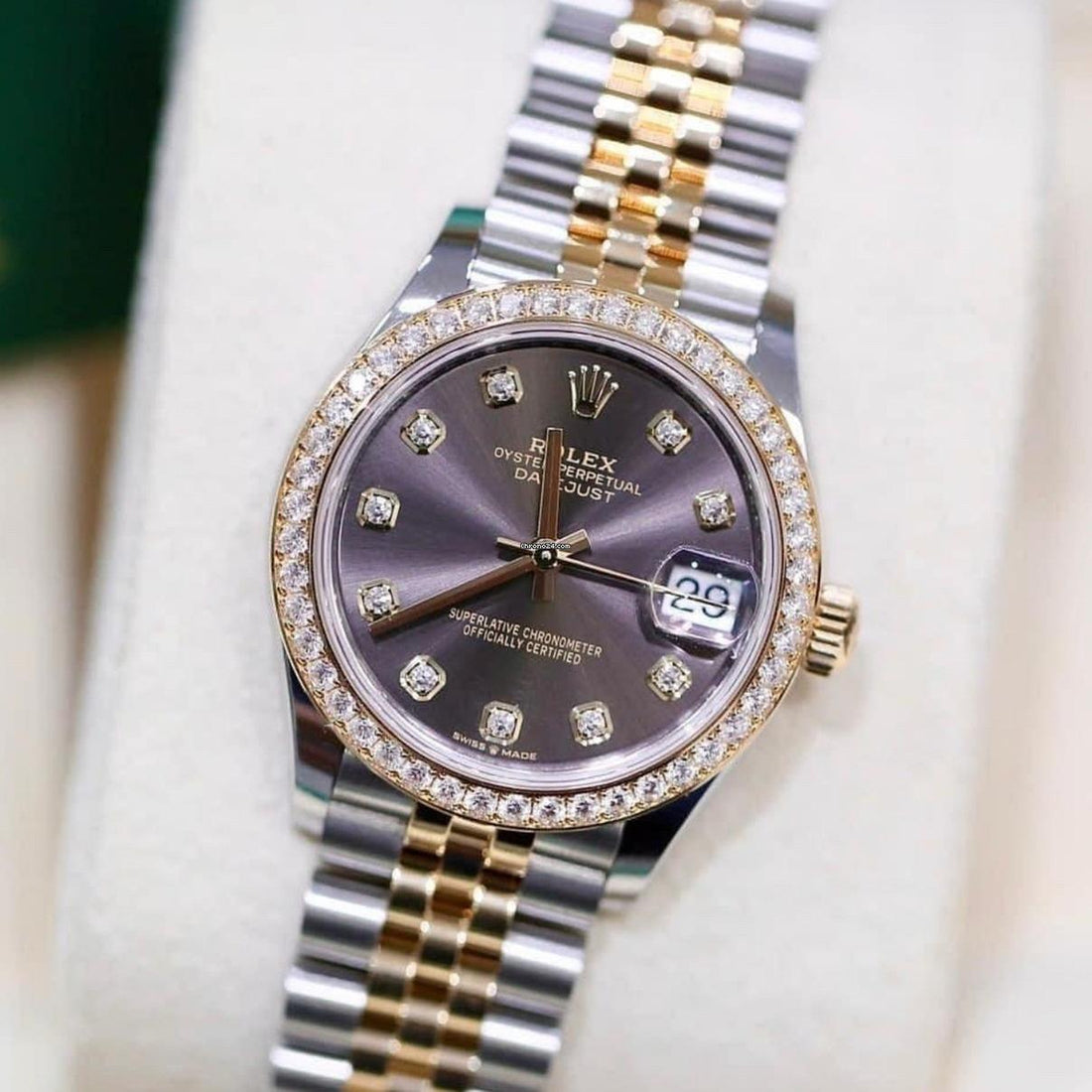 Rolex Datejust 31 NEW 2023 Datejust 31 GREY DIAMOND FACTORY BEZEL 278383RBR