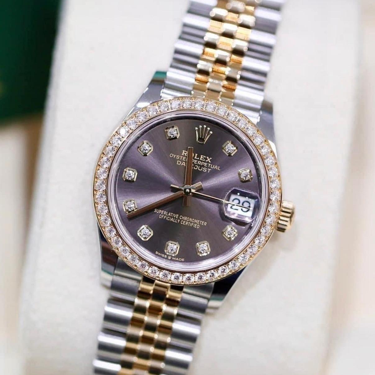 Rolex Datejust 31 NEW 2023 Datejust 31 GREY DIAMOND FACTORY BEZEL 278383RBR