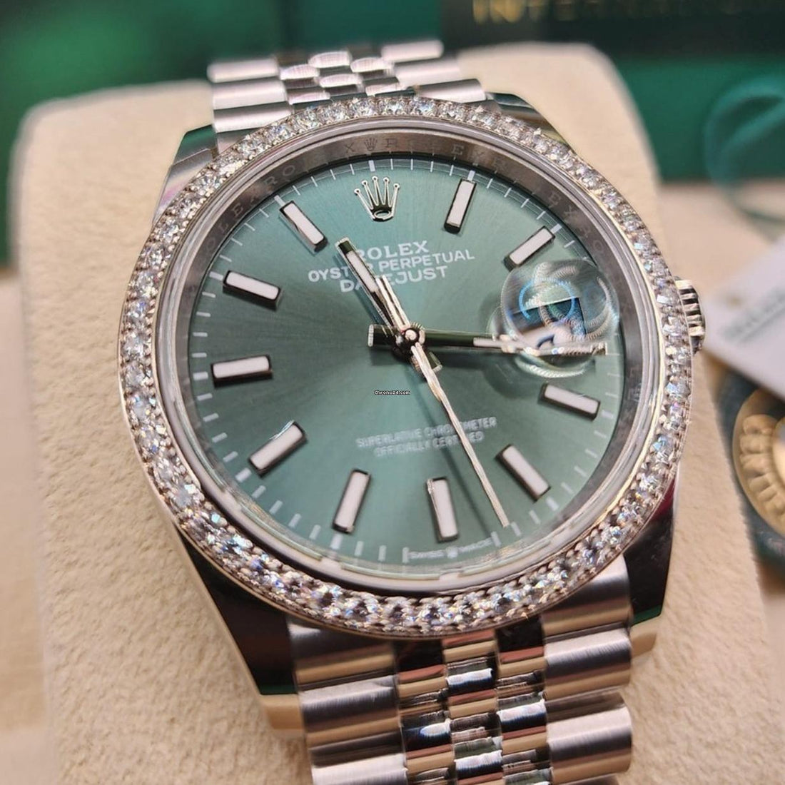 Rolex Datejust 36 NEW 2024 Datejust 36 MINT GREEN FACTORY DIAMOND BEZEL 126284RBR