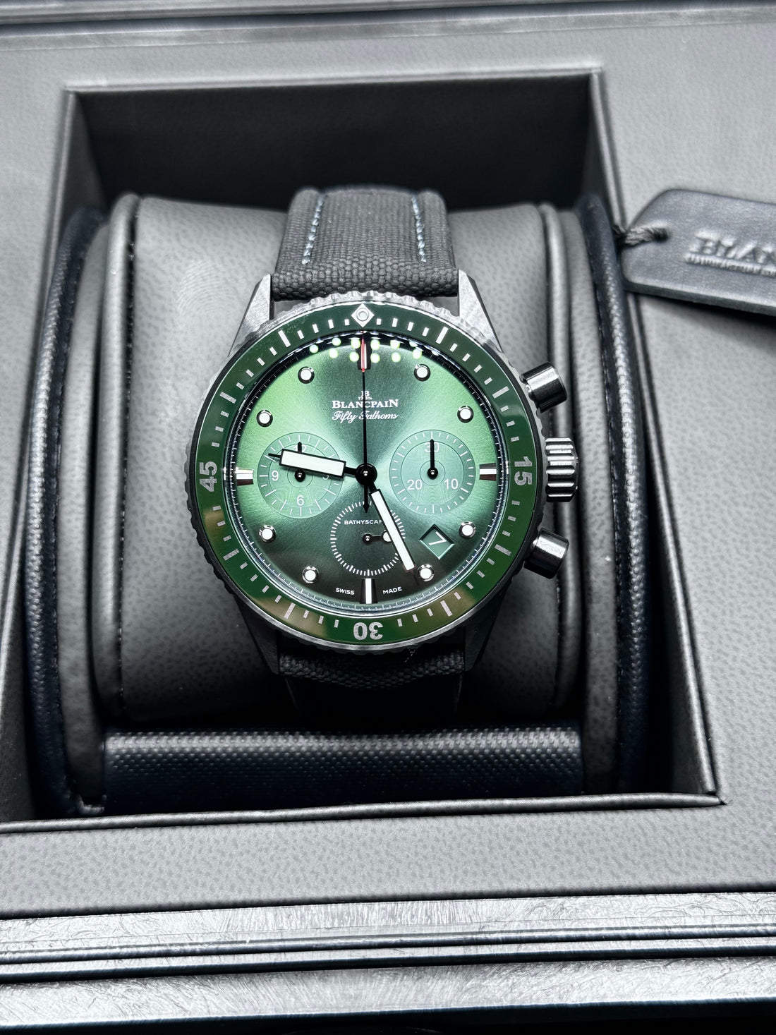 UNWORN 2024 Blancpain Fifty Fathoms Bathyscaphe Chronographe Flyback GREEN DIAL 5200-0153-B52A