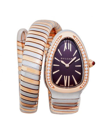 Serpenti Quartz Violet Dial Diamond Bezel Ladies Watch