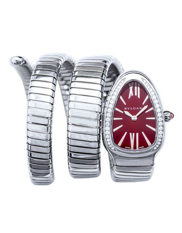 Serpenti Tubogas Quartz Red Lacquered Dial Diamond Ladies Watch