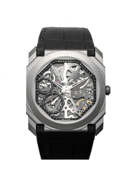 Octo Finissimo Extra Thin Manual-winding Skeleton Dial Titanium Men's Watch