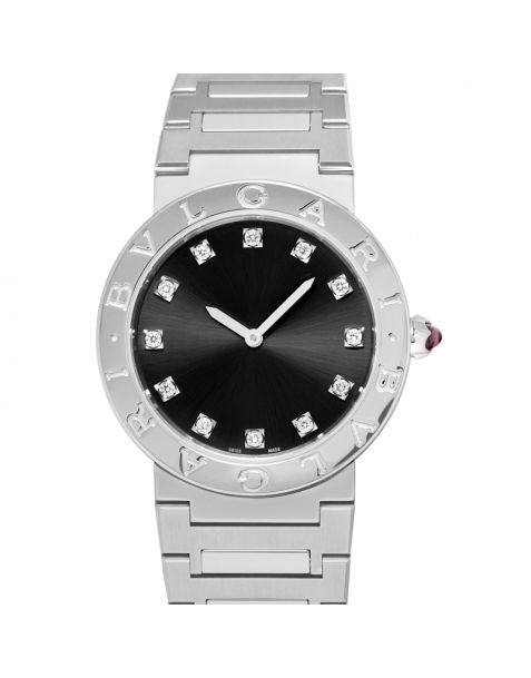 Quartz Black Dial Diamond Indexes Ladies Watch