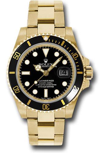 Rolex Yellow Gold Submariner Date Watch - Black Dial - 116618 bk
