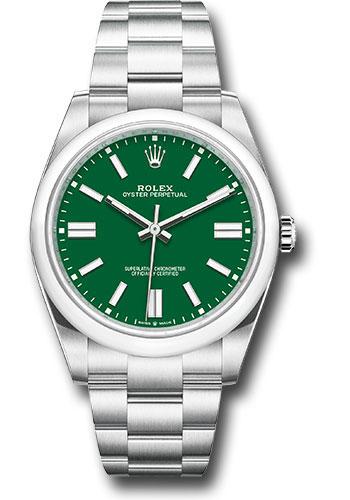 Rolex Oyster Perpetual 41 Watch - Domed Bezel - Green Index Dial - Oyster Bracelet - 2020 Release - 124300 greio