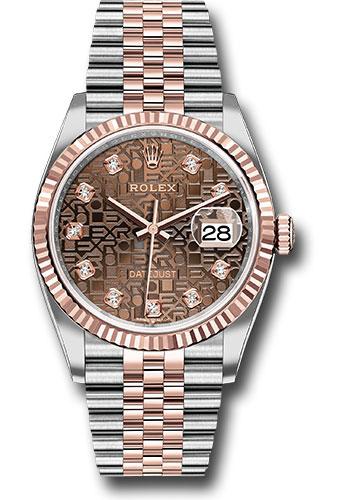 Rolex Steel and Everose Rolesor Datejust 36 Watch - Fluted Bezel - Chocolate Jubilee Diamond Dial - Jubilee Bracelet - 126231 chojdj