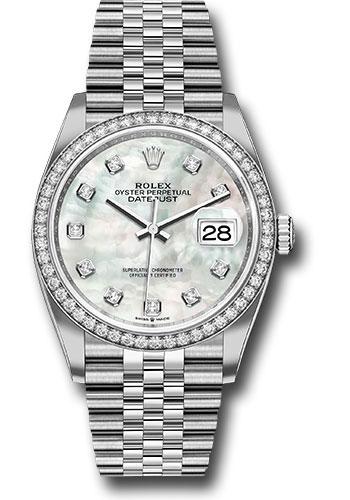 Rolex Steel Datejust 36 Watch - Diamond Bezel - Mother-of-Pearl Diamond Dial - Jubilee Bracelet - 2019 Release - 126284RBR mdj