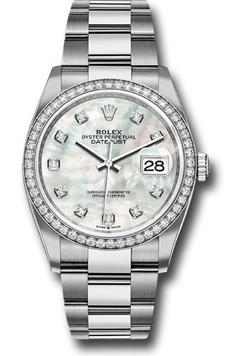 Rolex Steel Datejust 36 Watch - Diamond Bezel - Mother-of-Pearl Diamond Dial - Oyster Bracelet - 2019 Release - 126284RBR mdo