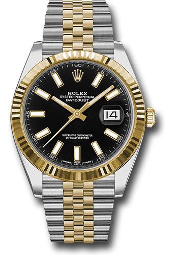 Rolex Steel and Yellow Gold Rolesor Datejust 41 Watch - Fluted Bezel - Black Index Dial - Jubilee Bracelet - 126333 bkij