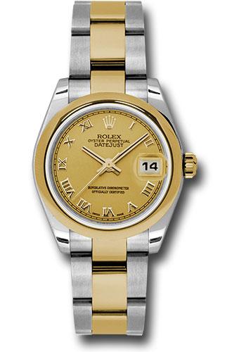 Rolex Steel and Yellow Gold Datejust 31 Watch - Domed Bezel - Champagne Roman Dial - Oyster Bracelet - 178243 chro