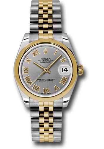Rolex Steel and Yellow Gold Datejust 31 Watch - Domed Bezel - Slate Grey Roman Dial - Jubilee Bracelet - 178243 grj