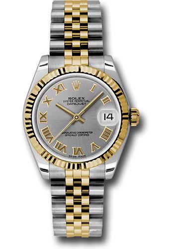 Rolex Steel and Yellow Gold Datejust 31 Watch - Fluted Bezel - Slate Grey Roman Dial - Jubilee Bracelet - 178273 grj