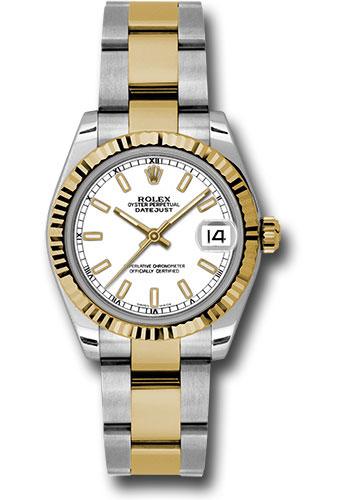 Rolex Steel and Yellow Gold Datejust 31 Watch - Fluted Bezel - White Index Dial - Oyster Bracelet - 178273 wio