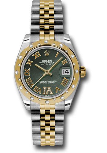 Rolex Steel and Yellow Gold Datejust 31 Watch - 24 Diamond Bezel - Olive Green Diamond Roman Vi Roman Dial - Jubilee Bracelet - 178343 ogdrj