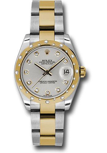 Rolex Steel and Yellow Gold Datejust 31 Watch - 24 Diamond Bezel - Silver Diamond Dial - Oyster Bracelet - 178343 sdo