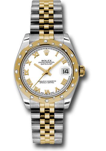 Rolex Steel and Yellow Gold Datejust 31 Watch - 24 Diamond Bezel - White Roman Dial - Jubilee Bracelet - 178343 wrj