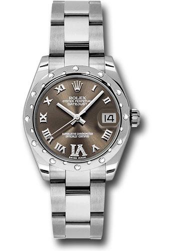 Rolex Steel and White Gold Datejust 31 Watch - 24 Diamond Bezel - Bronze Diamond Roman Vi Roman Dial - Oyster Bracelet - 178344 brdro