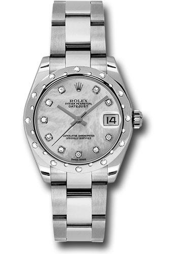 Rolex Steel and White Gold Datejust 31 Watch - 24 Diamond Bezel - Mother-Of-Pearl Diamond Dial - Oyster Bracelet - 178344 mdo