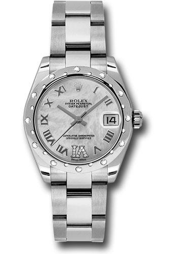 Rolex Steel and White Gold Datejust 31 Watch - 24 Diamond Bezel - Mother-Of-Pearl Diamond Roman Vi Roman Dial - Oyster Bracelet - 178344 mdro