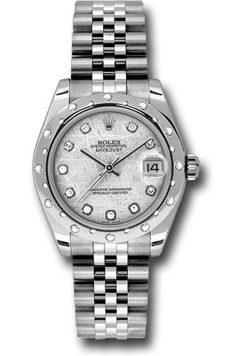 Rolex Steel and White Gold Datejust 31 Watch - 24 Diamond Bezel - Meteorite Diamond Dial - Jubilee Bracelet - 178344 mtdj