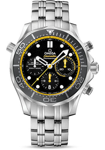 Omega Seamaster Diver 300 M Co-Axial Chronograph Watch - 44 mm Steel Case - Unidirectional Bezel - Black Dial - 212.30.44.50.01.002