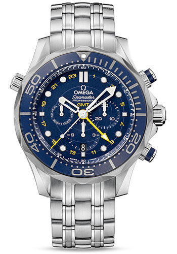 Omega Seamaster Diver 300 M Co-Axial GMT Chronograph Watch - 44 mm Steel Case - Matt Blue Ceramic Bezel - Matt Blue Dial - 212.30.44.52.03.001
