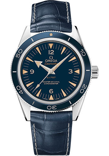 Omega Seamaster 300 Omega Master Co-Axial - 41 mm Platinum Case - Blue Enamel Dial - Blue Leather Strap Limited Edition of 757 - 233.93.41.21.03.001