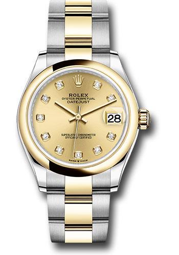 Rolex Steel and Yellow Gold Datejust 31 Watch - Domed Bezel - Champagne Diamond Dial - Oyster Bracelet - 278243 chdo