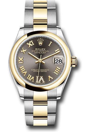 Rolex Steel and Yellow Gold Datejust 31 Watch - Domed Bezel - Dark Grey Diamond Roman Six Dial - Oyster Bracelet - 278243 dkgdr6o