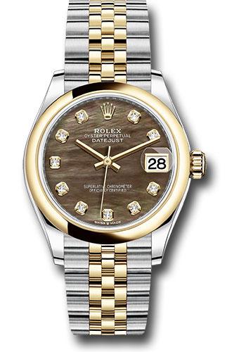 Rolex Steel and Yellow Gold Datejust 31 Watch - Domed Bezel - Dark Mother-of-Pearl Diamond Dial - Jubilee Bracelet - 278243 dkmdj