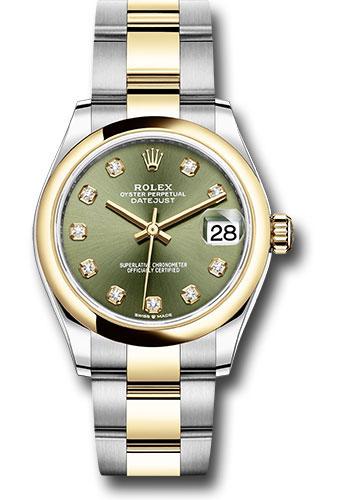 Rolex Steel and Yellow Gold Datejust 31 Watch - Domed Bezel - Olive Green Diamond Dial - Oyster Bracelet - 278243 ogdo