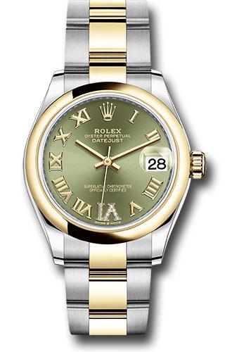 Rolex Steel and Yellow Gold Datejust 31 Watch - Domed Bezel - Olive Green Diamond Roman Six Dial - Oyster Bracelet - 278243 ogdr6o