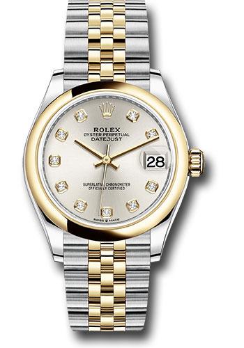 Rolex Steel and Yellow Gold Datejust 31 Watch - Domed Bezel - Silver Diamond Dial - Jubilee Bracelet - 278243 sdj